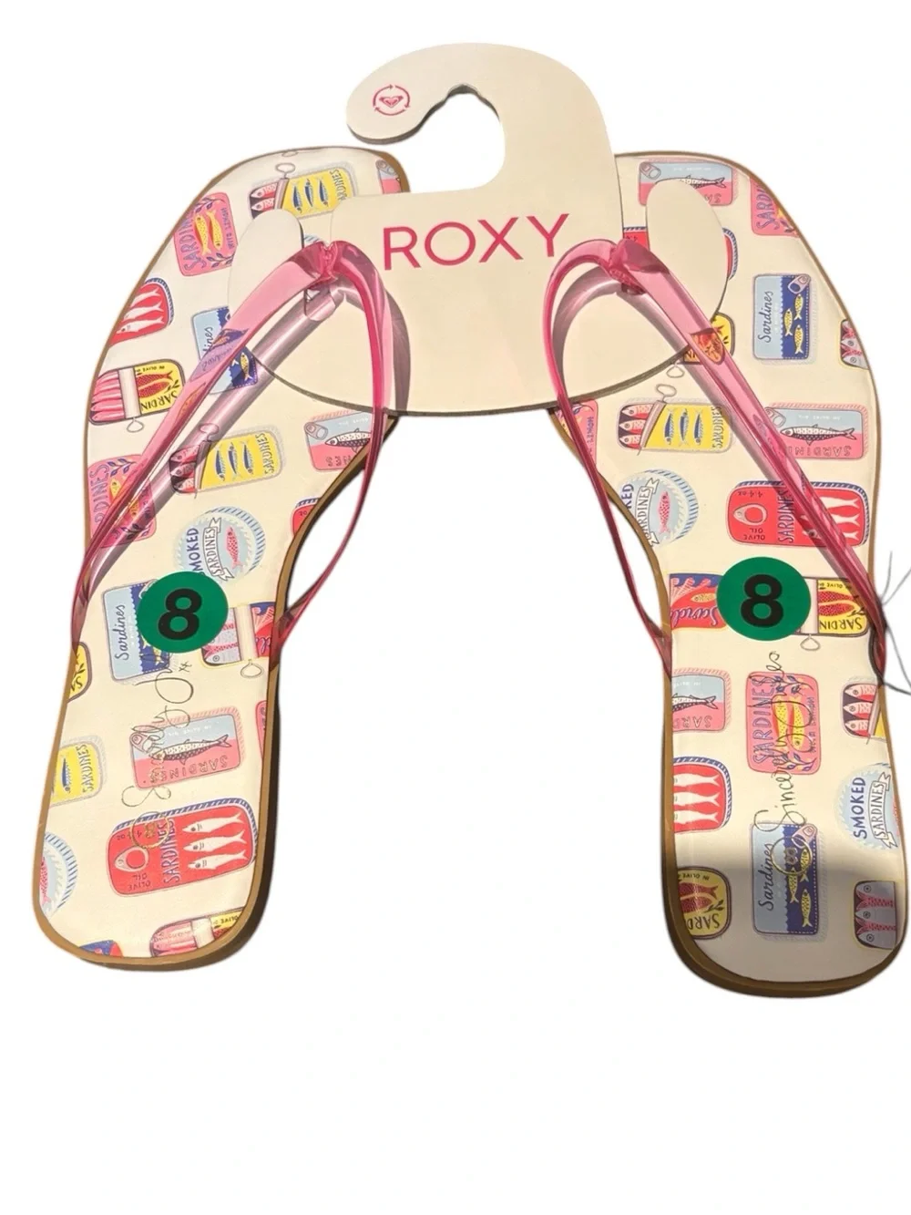 ROXY Pink Printed Flip Flops Size 8 — NWT -- SUPER DUPER CUTE!!!